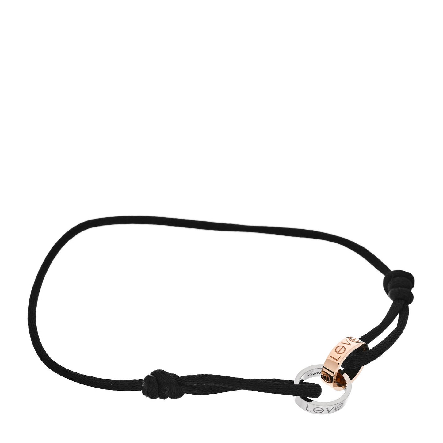18K White Pink Gold Charity LOVE Adjustable Cord Bracelet Black