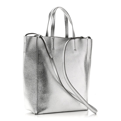 Celine Metallic Grained Calfskin Small Vertical Cabas Silver 3 of 9