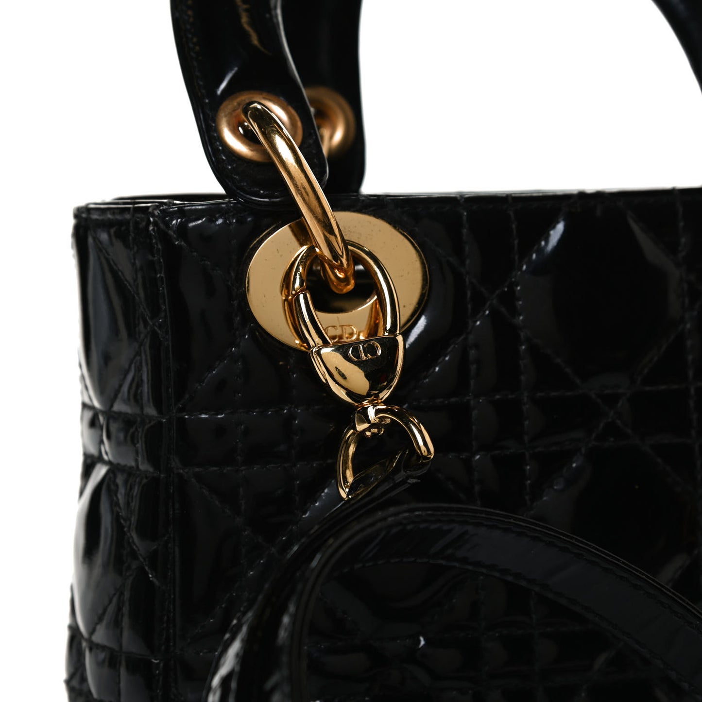 Patent Cannage Mini Lady Dior Black