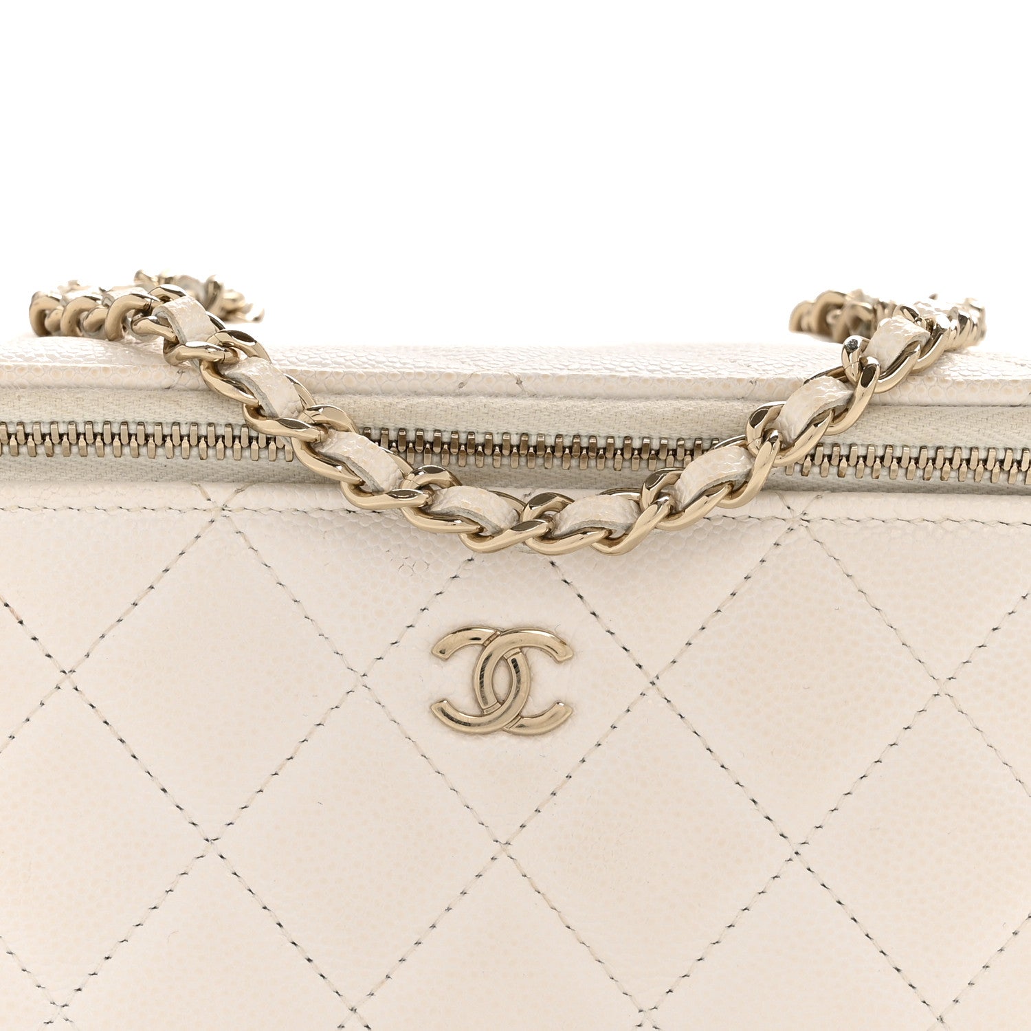 Chanel Caviar Quilted Small Vanity Case With Chain White 8 of 13