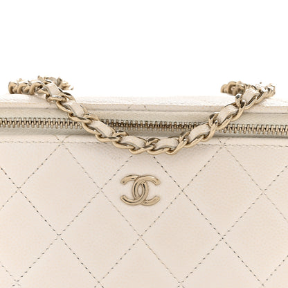 Chanel Caviar Quilted Small Vanity Case With Chain White 8 of 13