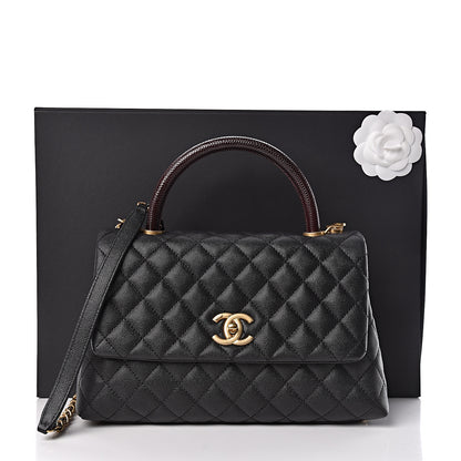 Chanel Caviar Lizard Embossed Quilted Small Coco Handle Flap Black 12 of 12