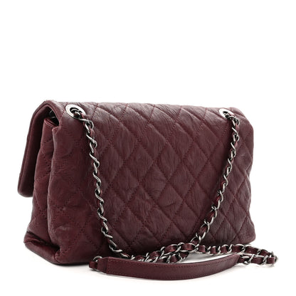Chanel Crumpled Lambskin Quilted Medium Single Flap Burgundy 3 of 10