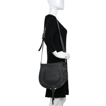 Chloe Grained Calfskin Medium Marcie Saddle Bag Ash 2 of 14