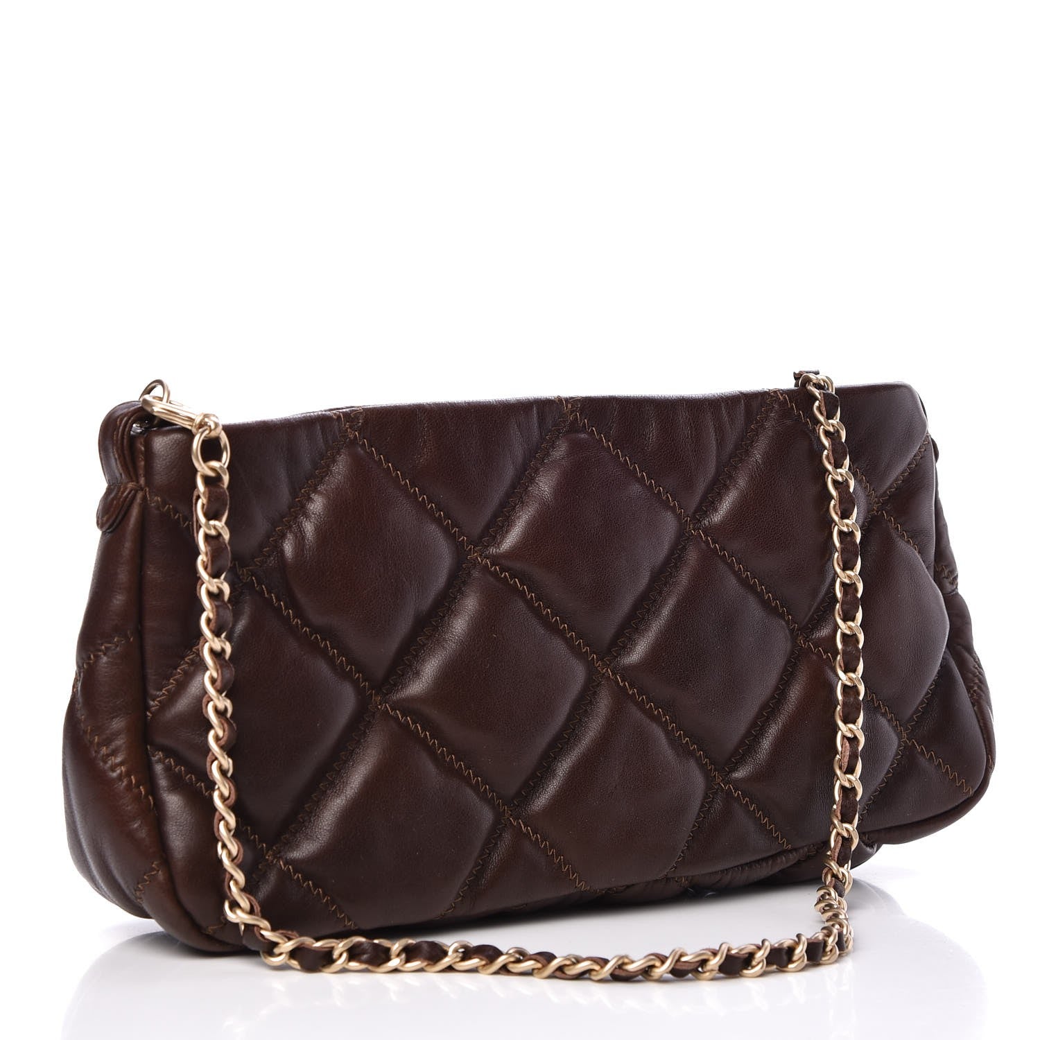 Chanel Lambskin Quilted Pochette Brown 3 of 7