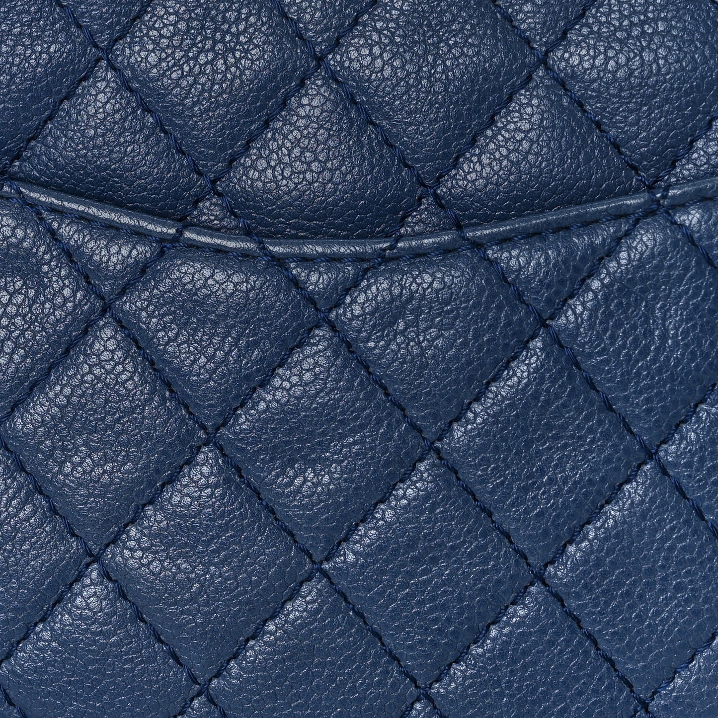 Washed Caviar Quilted Medium Double Flap Blue