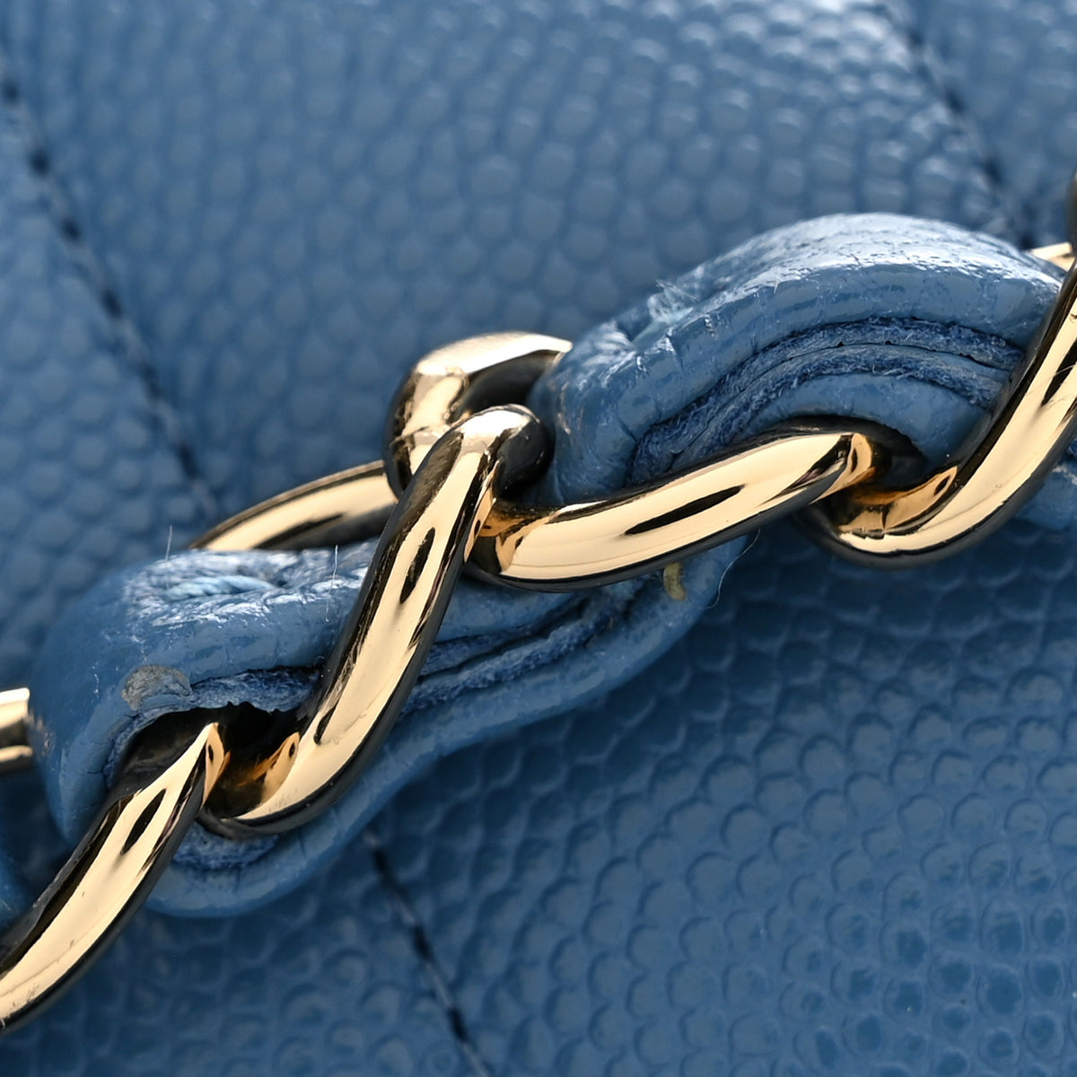 Chanel Caviar Quilted Medium Double Flap Blue 13 of 14