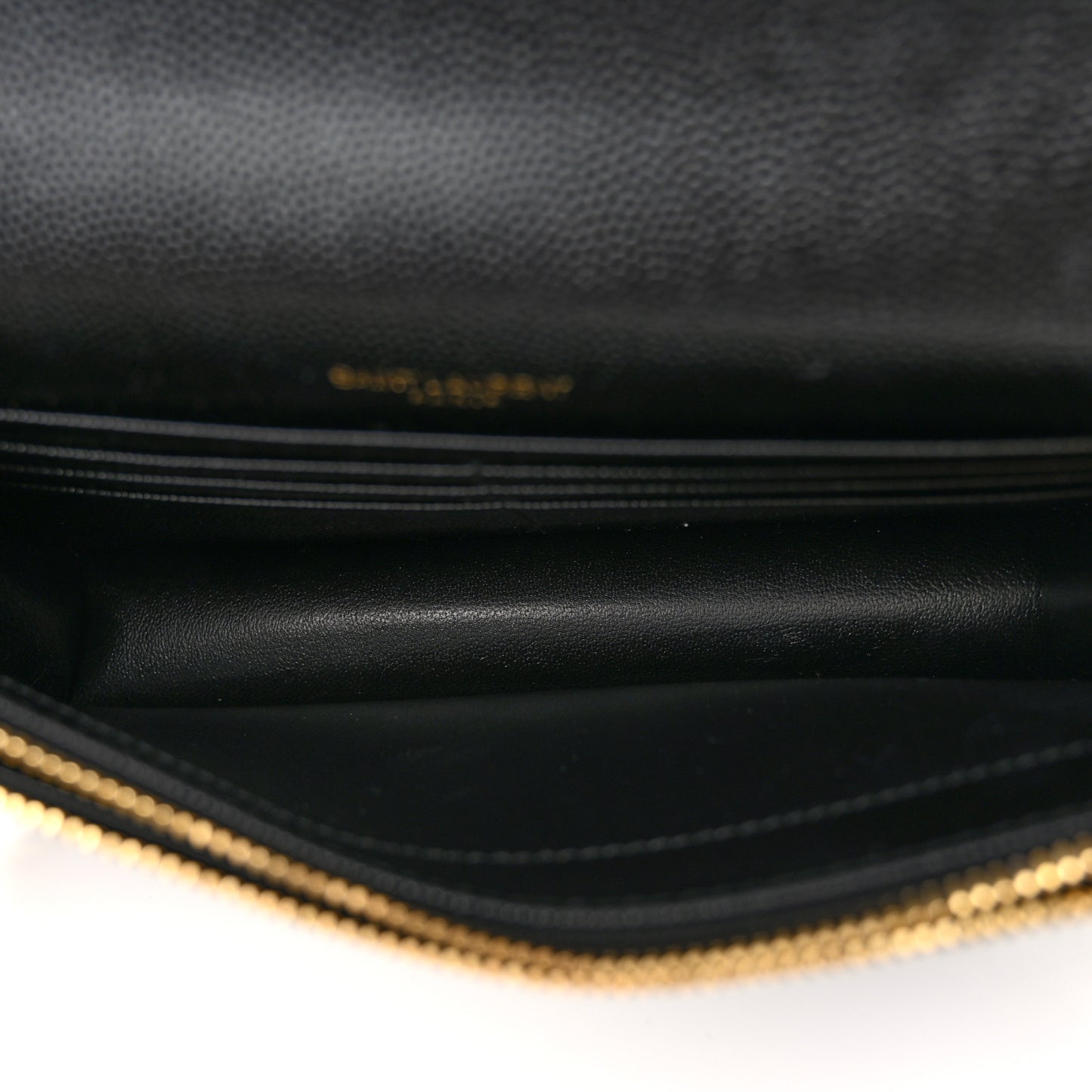 Grain De Poudre Matelasse Chevron Monogram Envelope Chain Wallet Black