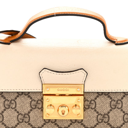 Gucci GG Supreme Monogram New Sakai Calfskin Mini Padlock Top Handle Shoulder Bag Beige Ebony Mystic White Sun Oil 8 of 12
