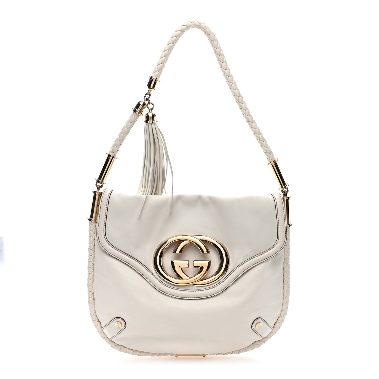 Calfskin Medium Britt Tassel Shoulder Bag Ivory