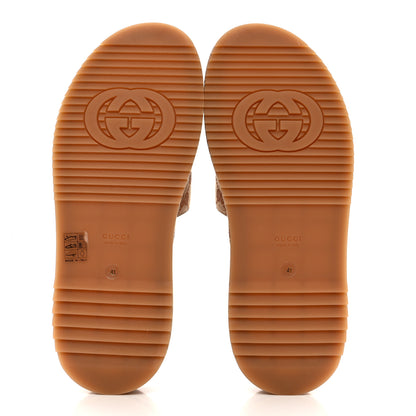Gucci Canvas GG Monogram Angelina Platform Slide Sandals 41 Beige Ruggine 5 of 9
