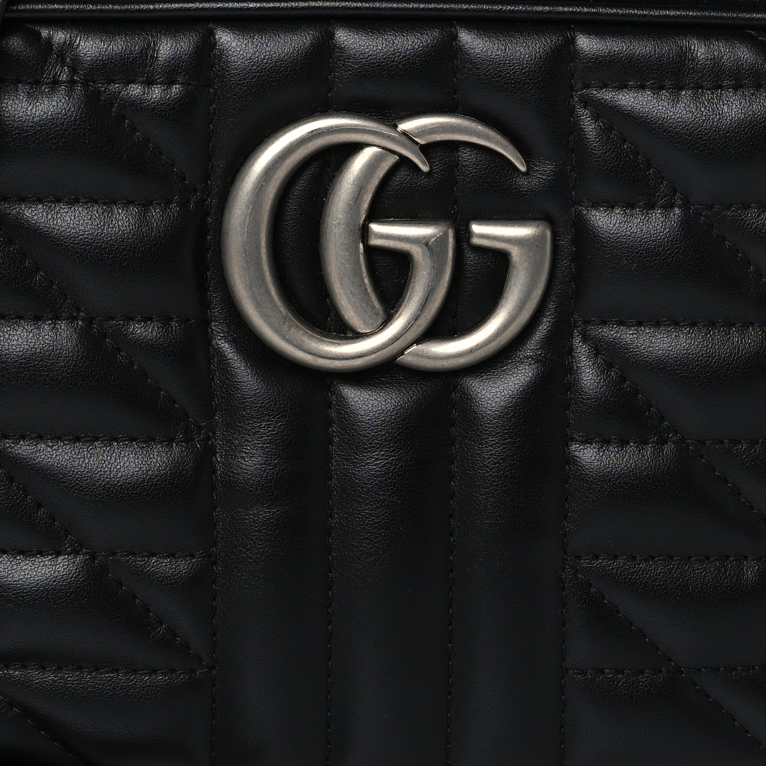 Gucci Calfskin Matelasse Aria Small GG Marmont Chain Shoulder Bag Black 9 of 12