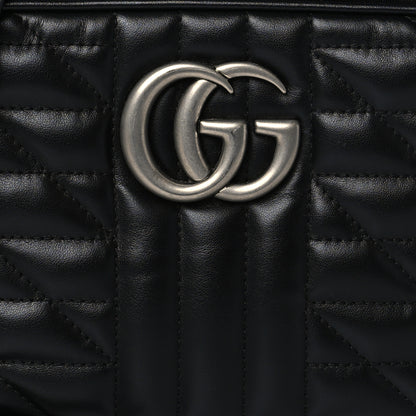 Gucci Calfskin Matelasse Aria Small GG Marmont Chain Shoulder Bag Black 9 of 12