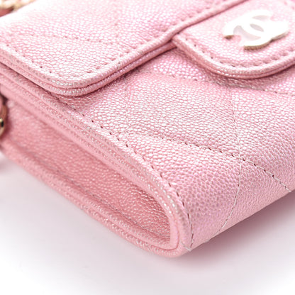 Chanel Iridescent Caviar Quilted Flap Card Holder On Chain Pink 5 of 11