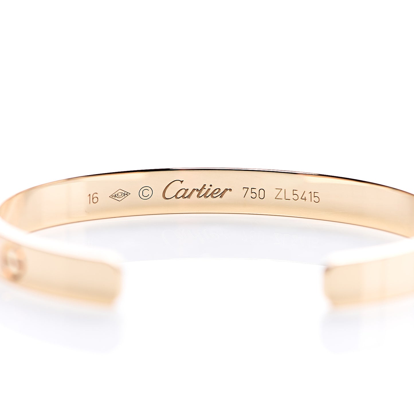 18K Yellow Gold LOVE Cuff Bracelet 16