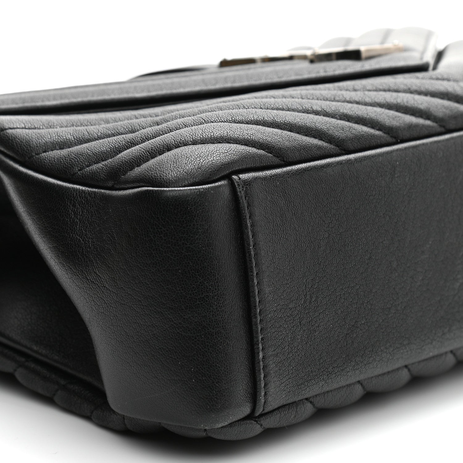 Saint Laurent Sheepskin Matelasse Chevron Monogram Large College Satchel Black 10 of 12
