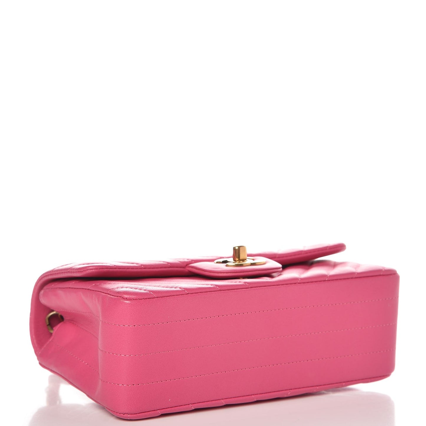 Lambskin Chevron Quilted Mini Rectangular Flap Fuchsia