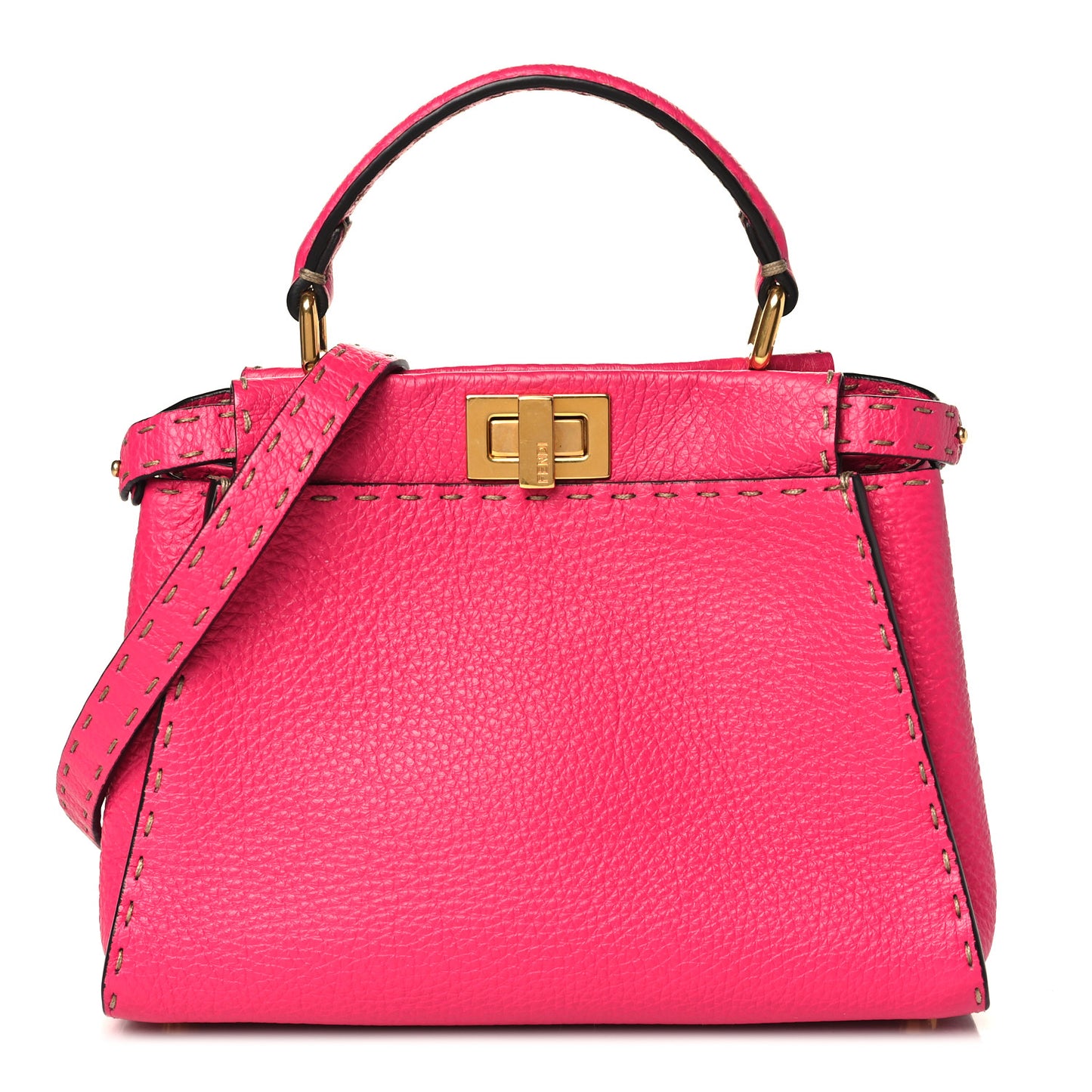 Cuoio Romano Selleria Mini Peekaboo Iconic Satchel Fuxia