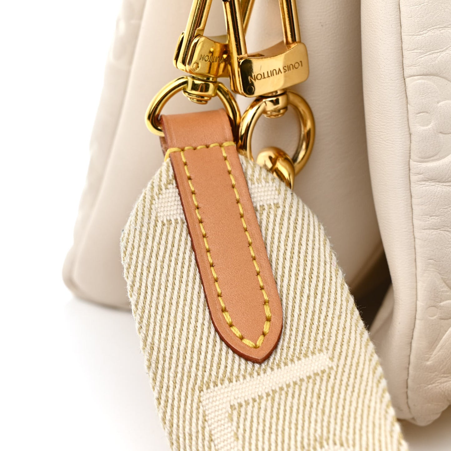 Lambskin Embossed Monogram Coussin PM Beige Cream