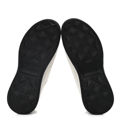 Chanel Fabric Calfskin Suede CC Sneakers 36 Ivory Black 5 of 8