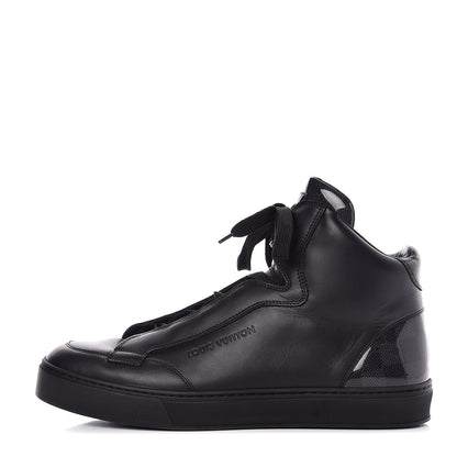 Louis Vuitton Calfskin Patent Damier Graphite Speaker Sneakers 8 Black 1 of 8