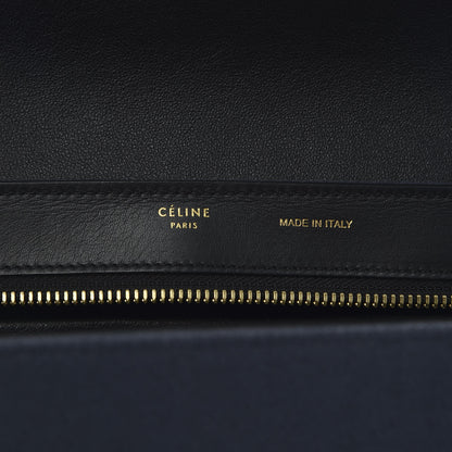 Celine Smooth Calfskin Linen Small Tri-Color Trapeze Black Navy Blue 7 of 8