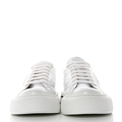 Prada Re-Nylon Spazzolato Rubber Triangle Logo Macro Quilted Mens 35mm Platform Sneakers 8 White 2 of 9