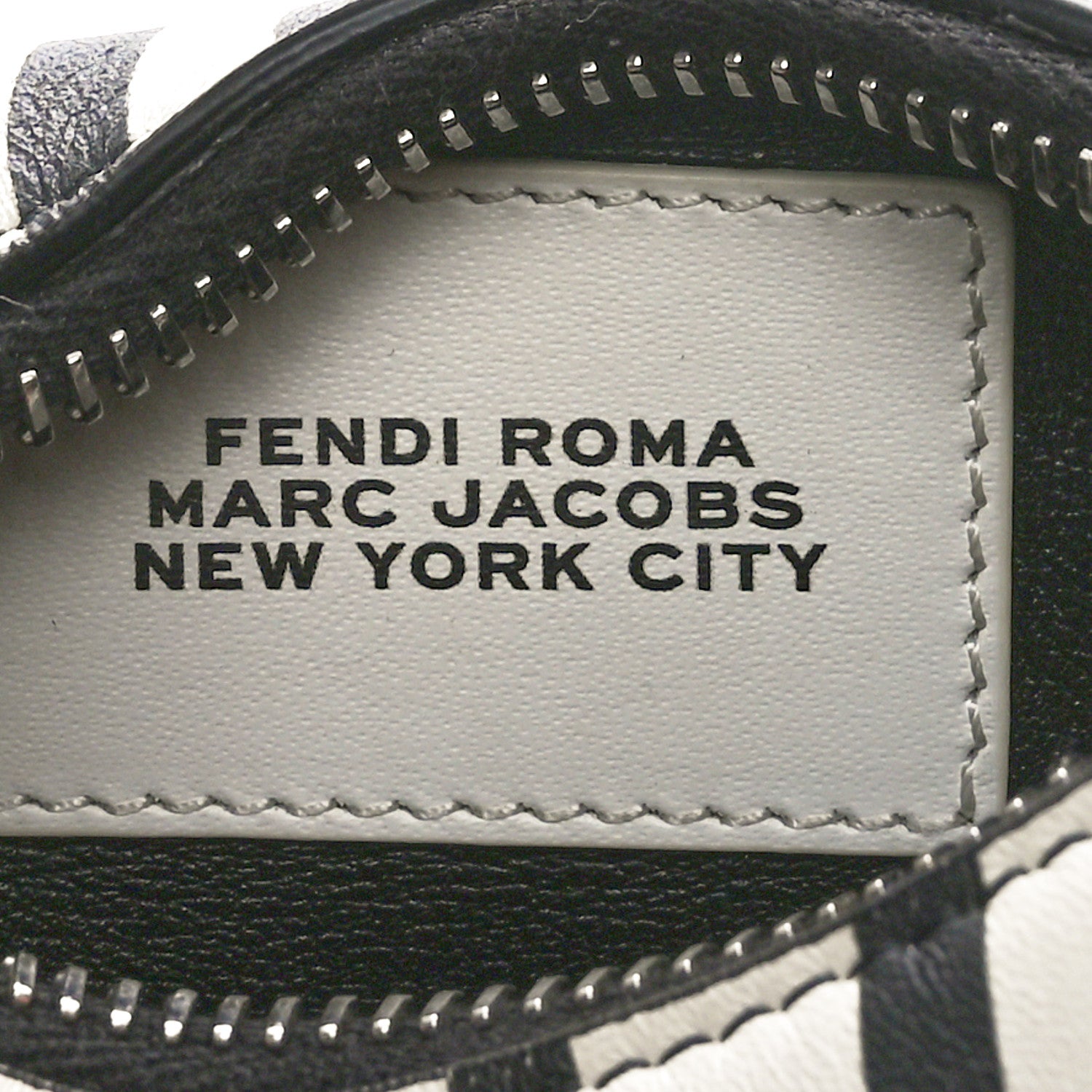 Fendi X MARC JACOBS Nappa Vitello King Logo Print Nano Fendigraphy Hobo Charm White Black 6 of 10
