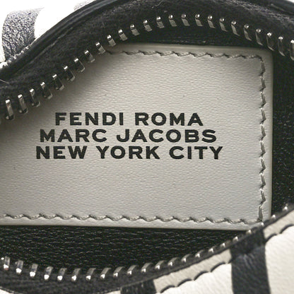 Fendi X MARC JACOBS Nappa Vitello King Logo Print Nano Fendigraphy Hobo Charm White Black 6 of 10