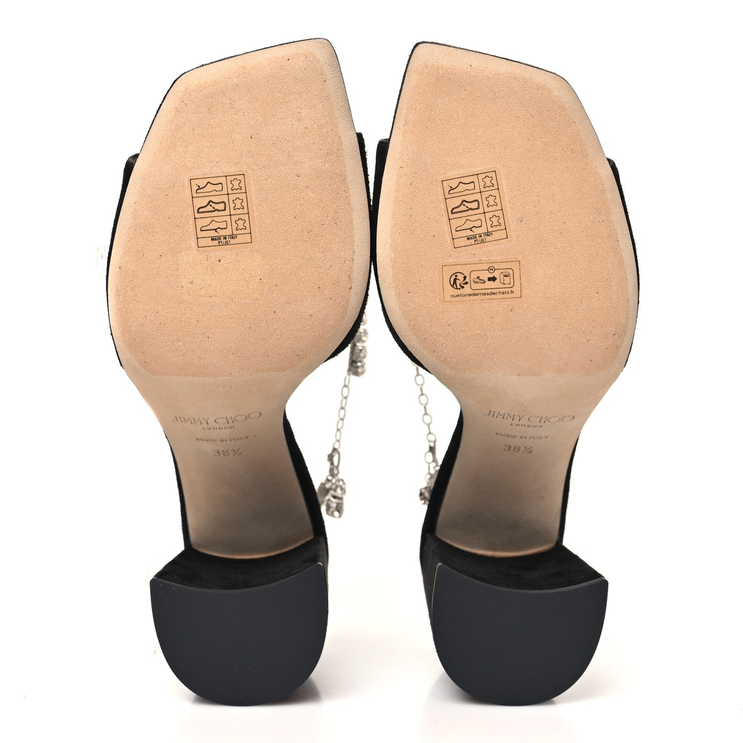 Suede Crystal Saeda 100 Sandals 38.5 Black