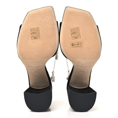 Jimmy Choo Suede Crystal Saeda 100 Sandals 38.5 Black 6 of 8