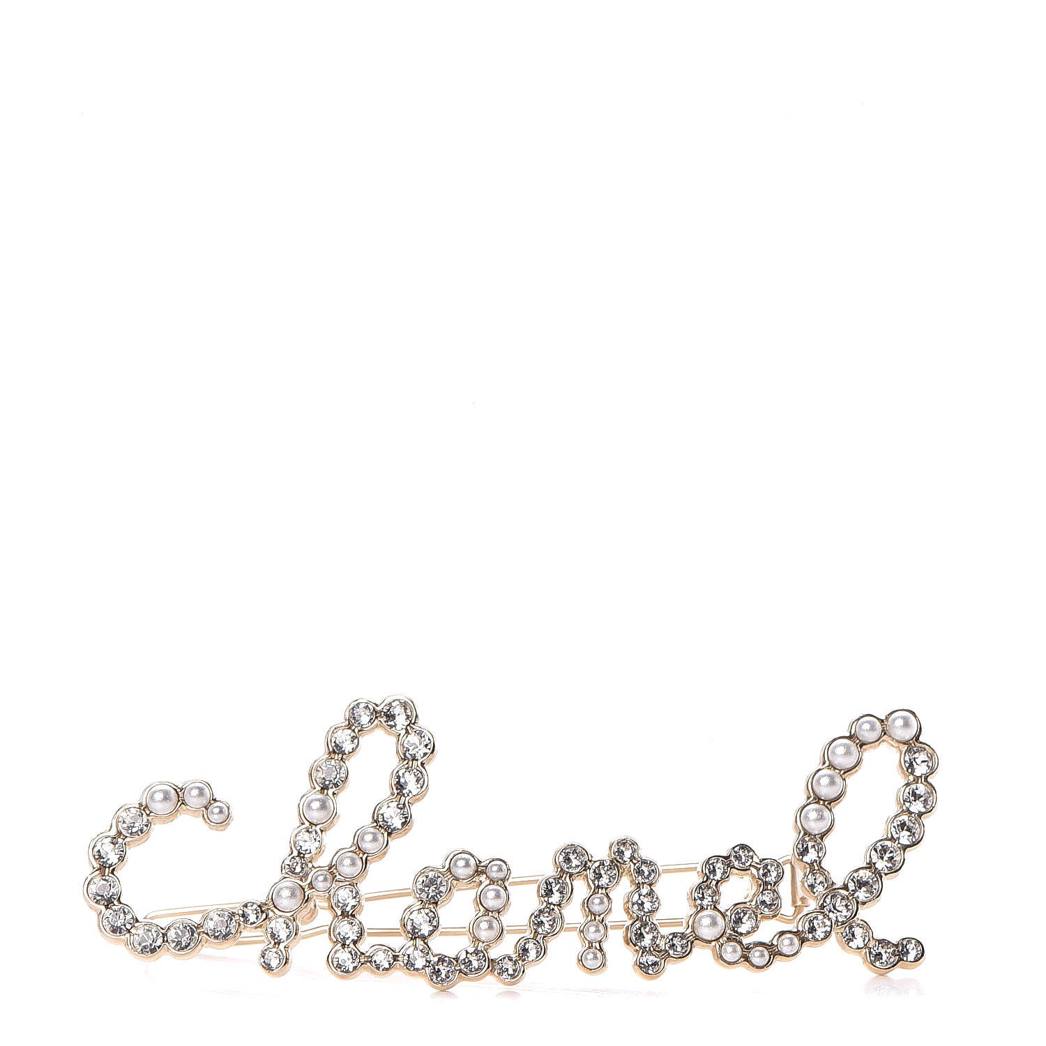 Chanel Metal Glass Swirling Pearls Hair Clip Gold 1 of 5