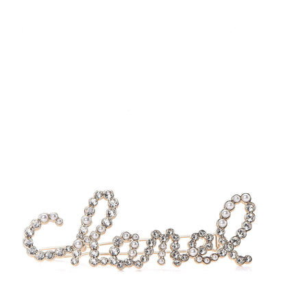 Chanel Metal Glass Swirling Pearls Hair Clip Gold 1 of 5
