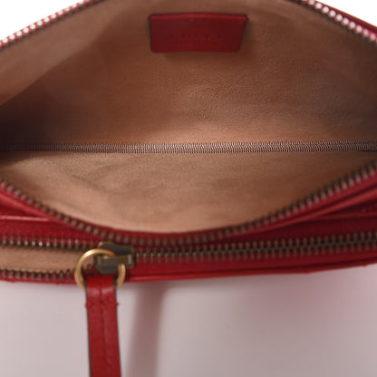 Gucci Calfskin Matelasse Small GG Marmont Double Zip Shoulder Bag Hibiscus Red 5 of 10