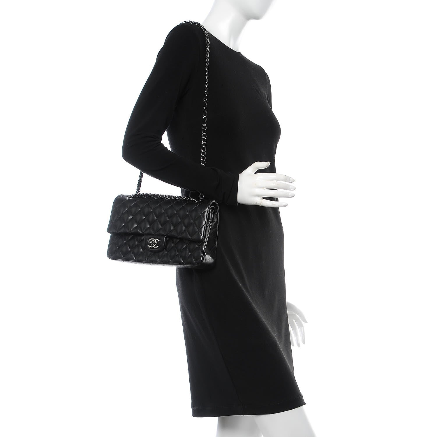 Chanel Lambskin Quilted Medium Double Flap Black 3 of 12