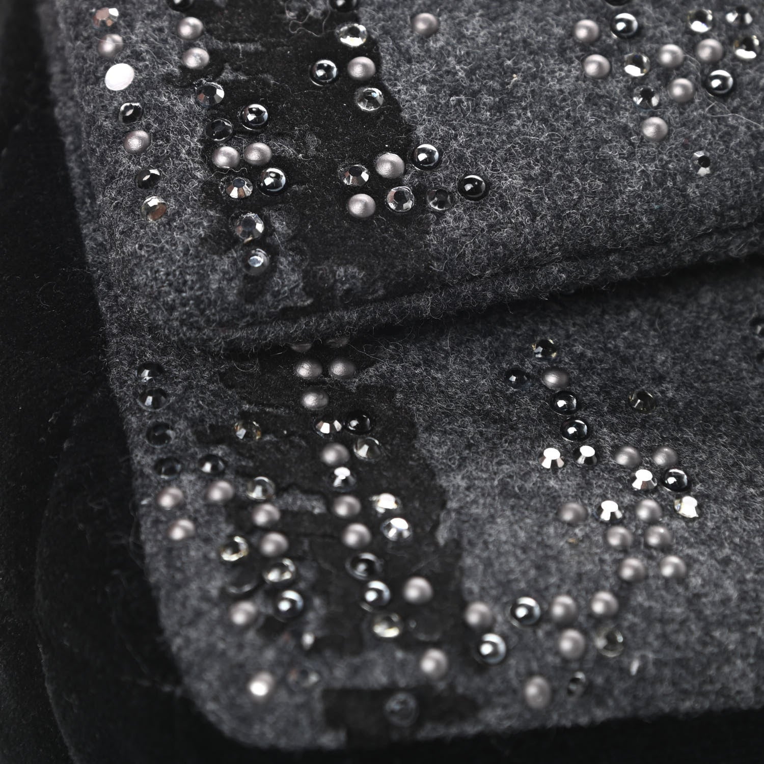 Chanel Wool Velvet Crystal Studded Mini Rectangular Flap Grey Black 12 of 12