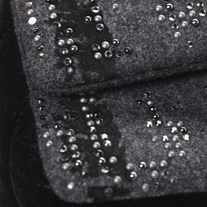 Chanel Wool Velvet Crystal Studded Mini Rectangular Flap Grey Black 12 of 12
