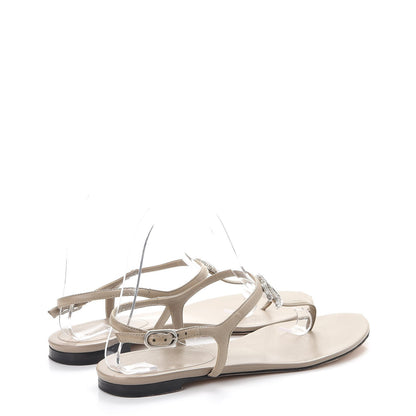 Chanel Lambskin Crystal CC Thong Sandals 38.5 Beige 4 of 12