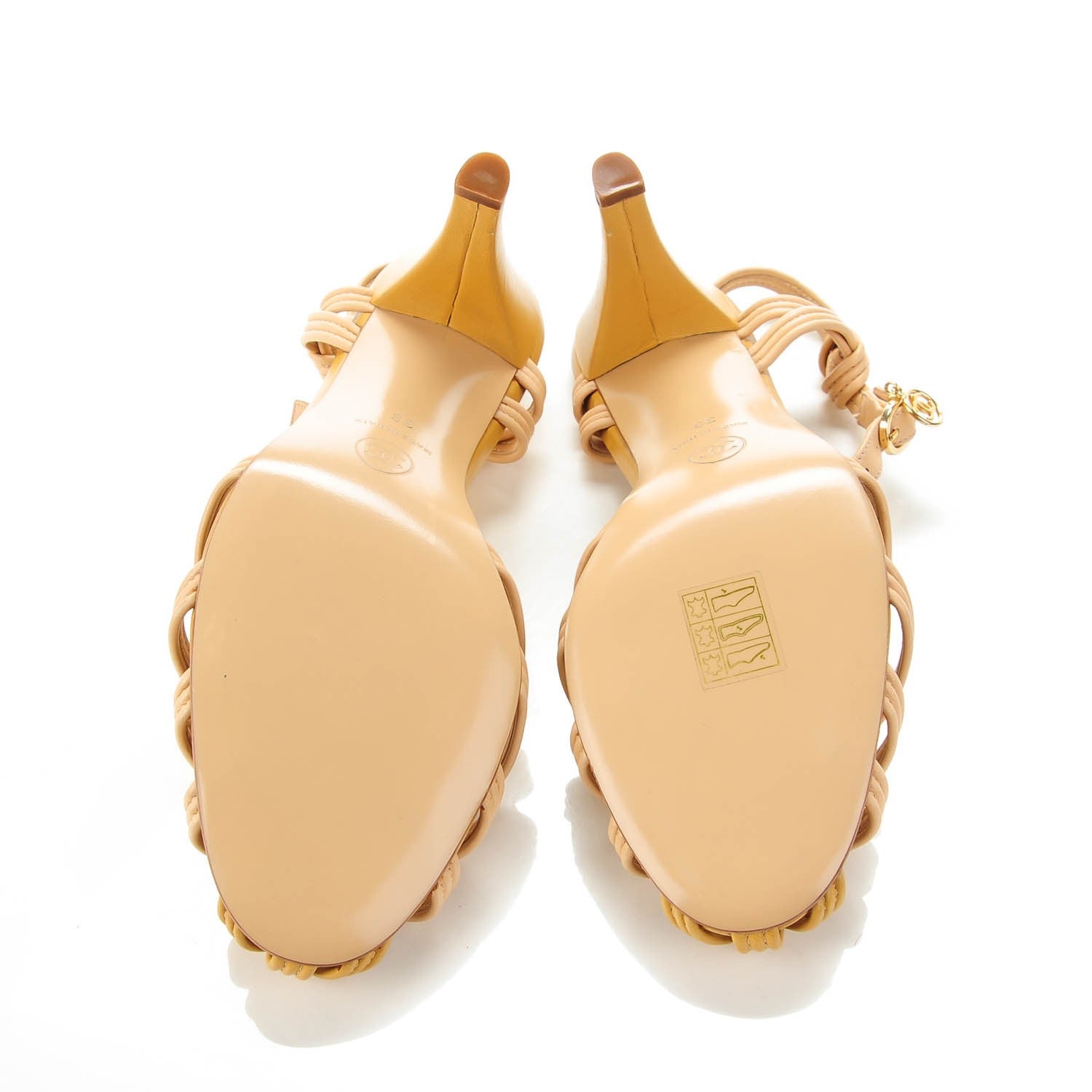 Chanel Lambskin Woven Multistrap Sandals 38 Beige 5 of 6