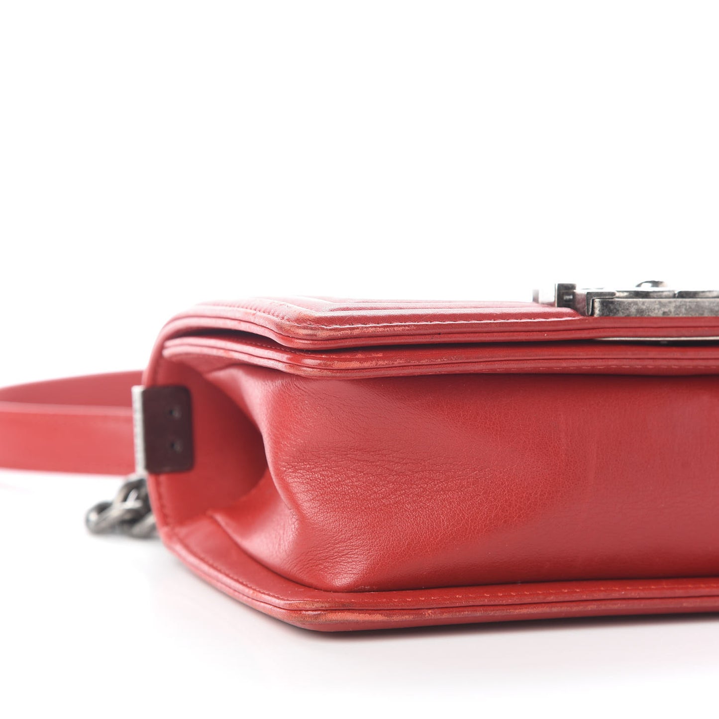 Calfskin Quilted Small Boy Flap Red