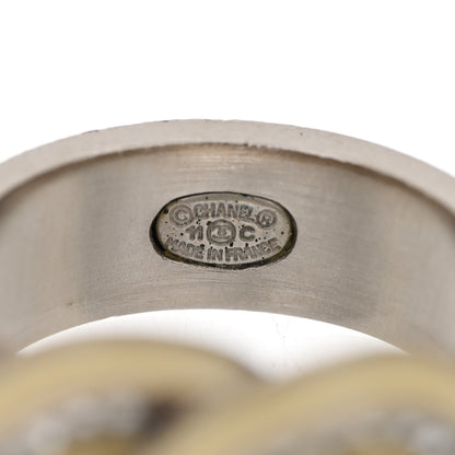 Chanel Enamel Crystal CC Ring 52/6 Silver 4 of 5