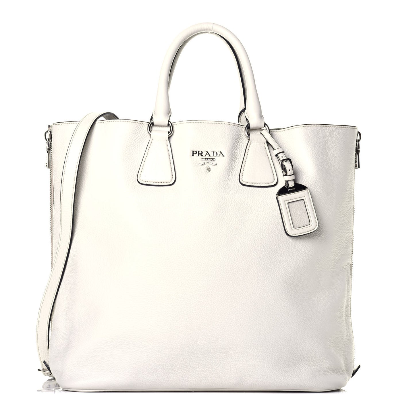 Vitello Daino Side Zip Tote Talco