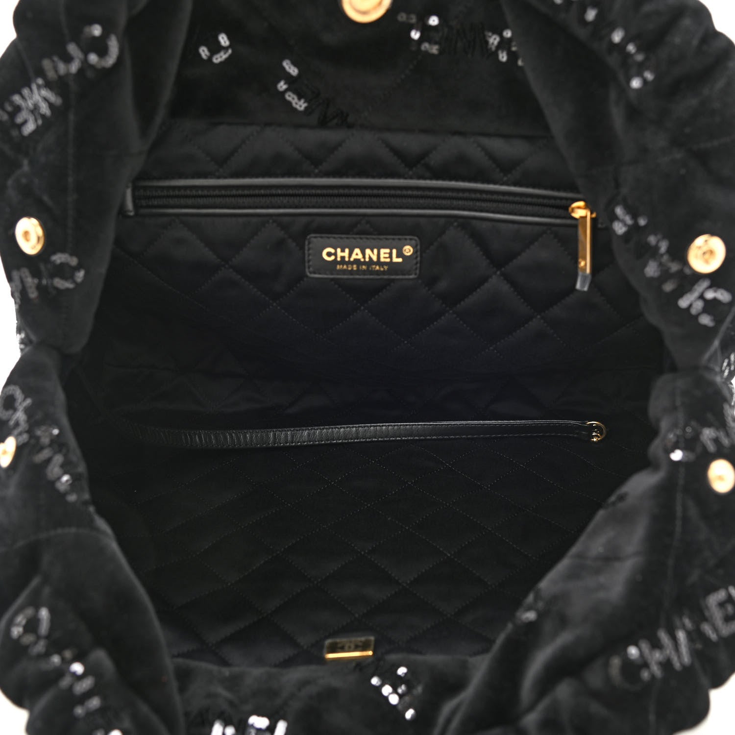 Chanel Velvet Sequin Quilted Chanel 22 Black 6 of 11