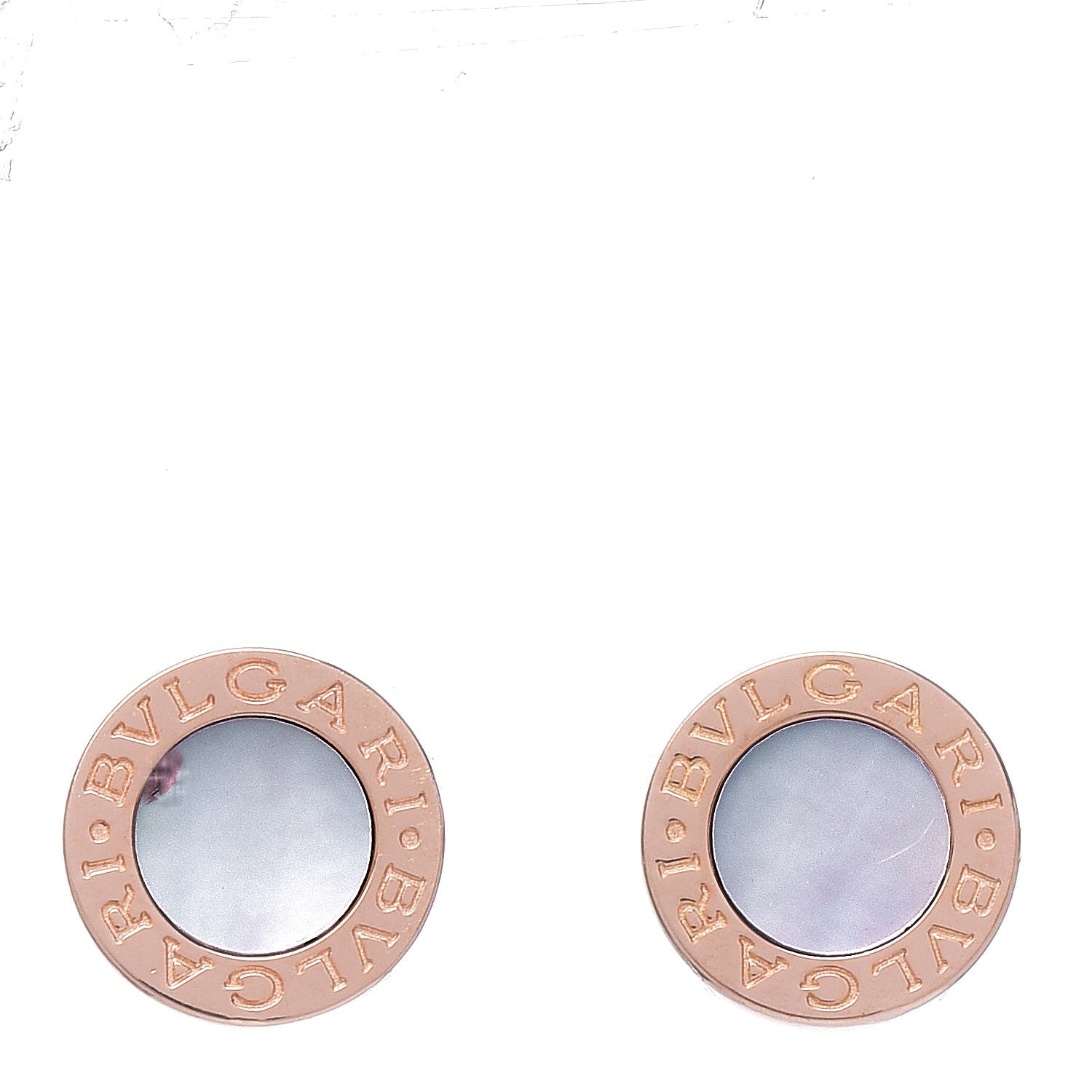 Bulgari 18K Rose Gold Mother of Pearl BVLGARI BVLGARI Stud Earrings 1 of 5