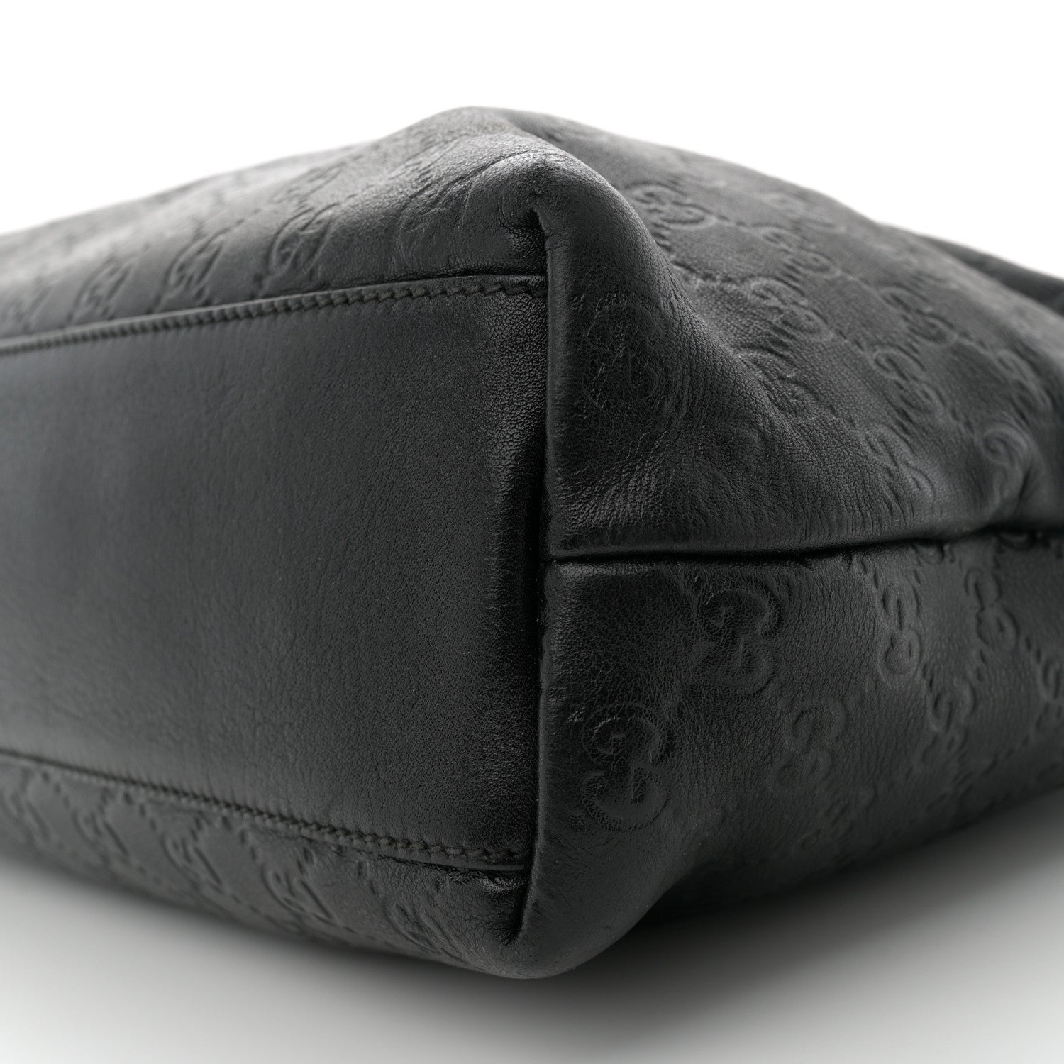 Gucci Guccissima Medium Zippered Shopping Tote Black 10 of 12