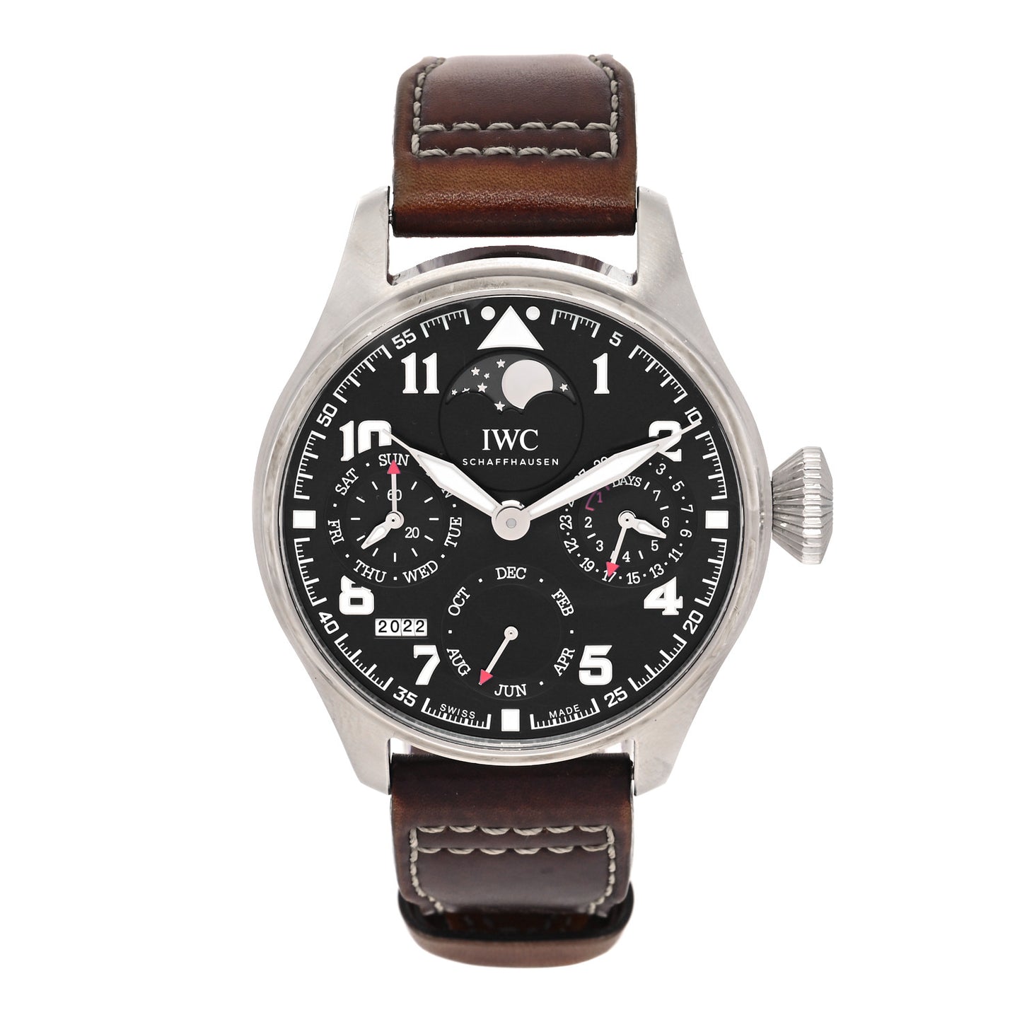 Stainless Steel Calfskin 46mm Big Pilot Perpetual Calendar St. Exupery Automatic Watch Black IW503801