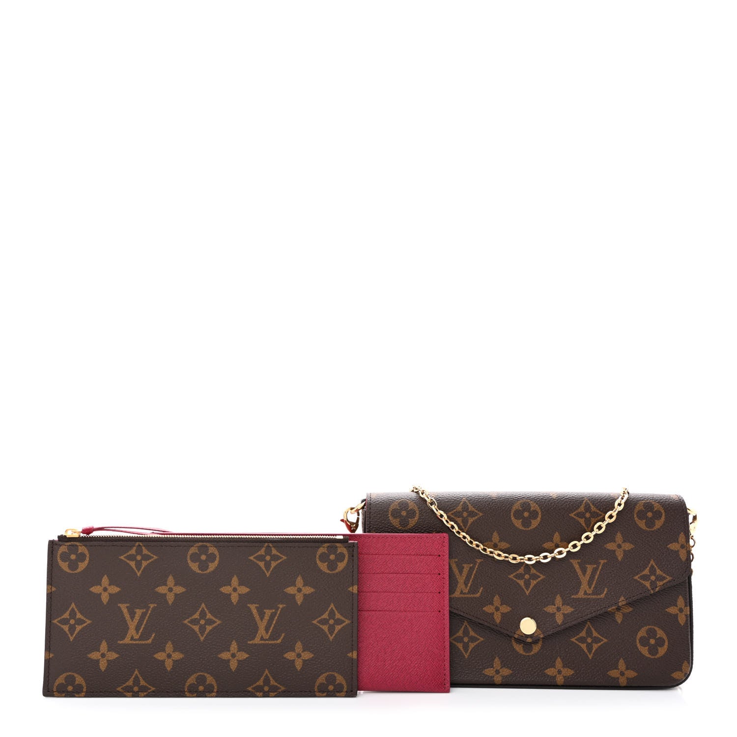 Louis Vuitton Monogram Pochette Felicie Chain Wallet Fuchsia 1 of 13