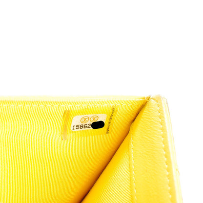 Chanel Lambskin Quilted Yen Wallet Yellow 9 of 11