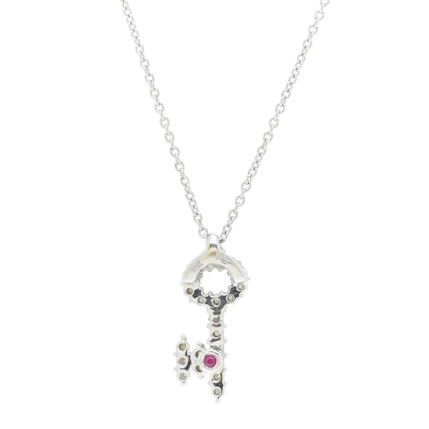 Roberto Coin 18K White Gold Diamond Tiny Treasures Baby Key Pendant Necklace 5 of 6