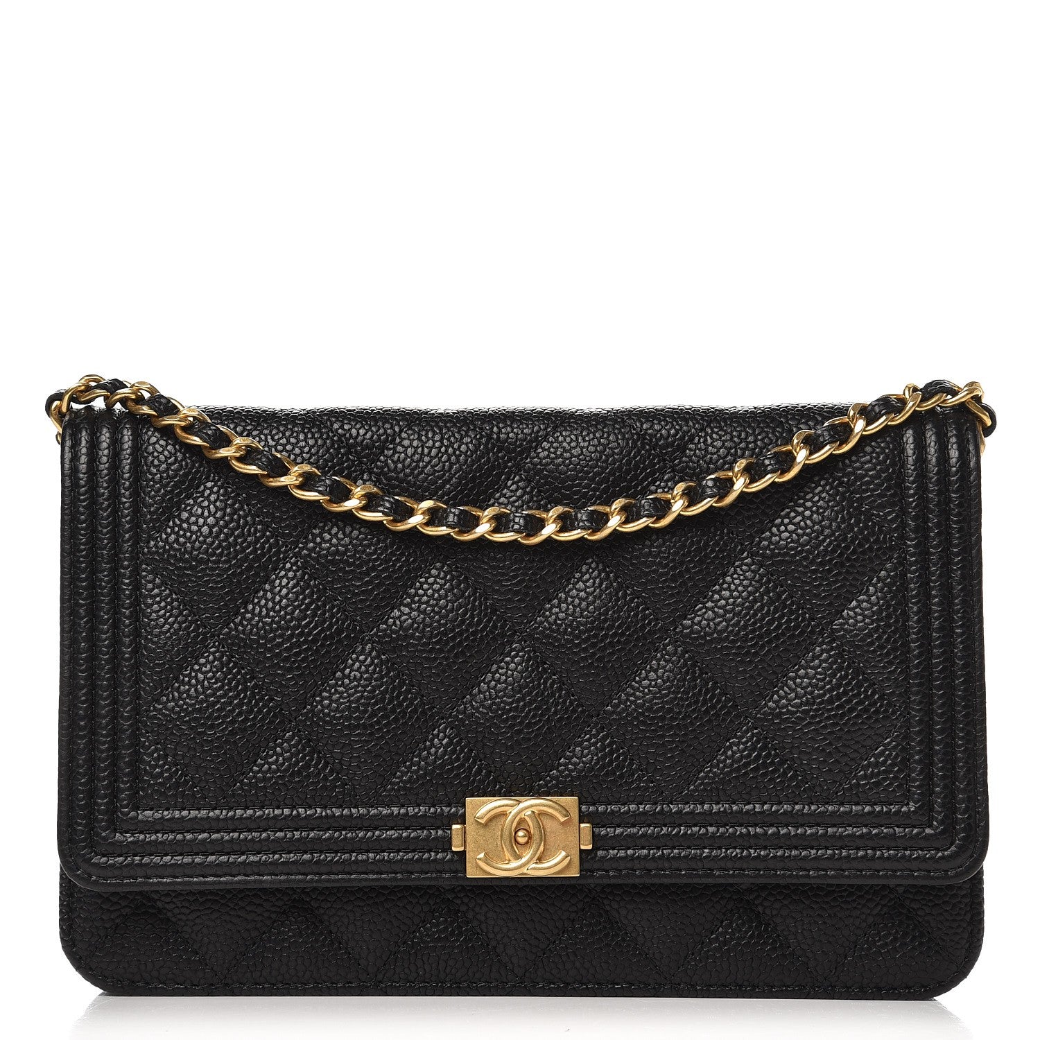 Chanel Caviar Quilted Boy Wallet On Chain WOC Black 1 of 11